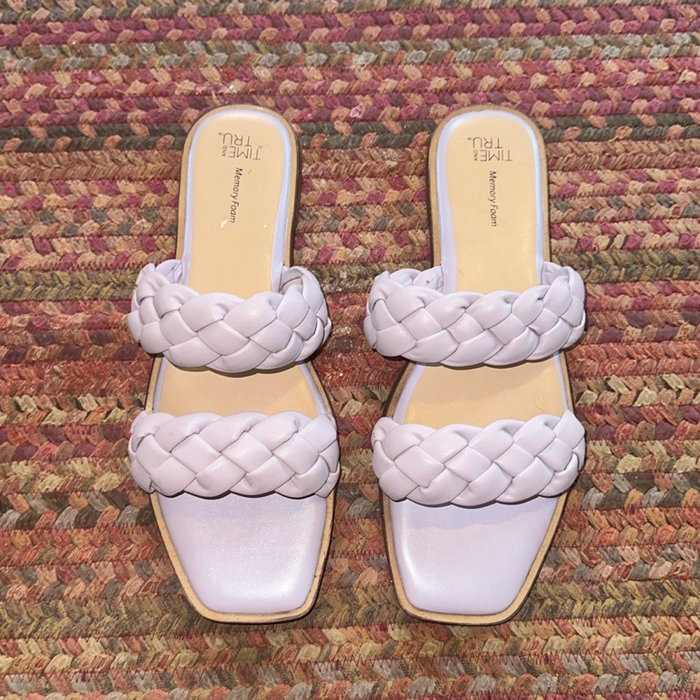 LAVENDER LIGHT PURPLE QUILTED BRAIDED SANDALS
